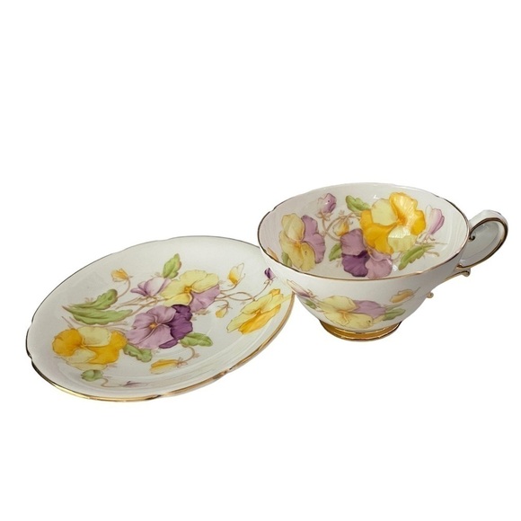 Stanley, Pansies, teacup and saucer, bone China, made in England. - Picture 2 of 4